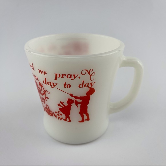 Fire King Anchor Hocking Milk Glass Prayer Mugs (2 cups) - Picture 4 of 14